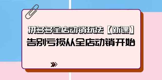 拼多多全店动销玩法【新课】，告别亏损从全店动销开始（4节视频课）-创客商