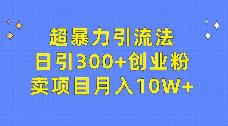 （9954期）超暴力引流法，日引300+创业粉，卖项目月入10W+-创客商