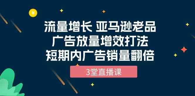 流量增长 亚马逊老品广告放量增效打法,短期内广告销量翻倍(3堂直播课)-赚客网赚