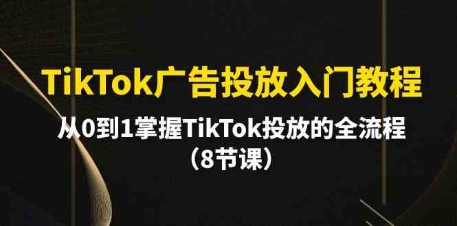 （10085期）TikTok广告投放入门教程，从0到1掌握TikTok投放的全流程（8节课）-简创网