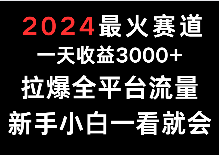 2024最火赛道，一天收一3000+.拉爆全平台流量，新手小白一看就会-简创网