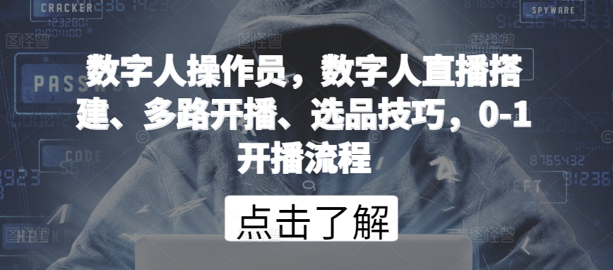 数字人操作员，数字人直播搭建、多路开播、选品技巧，0-1开播流程-简创网