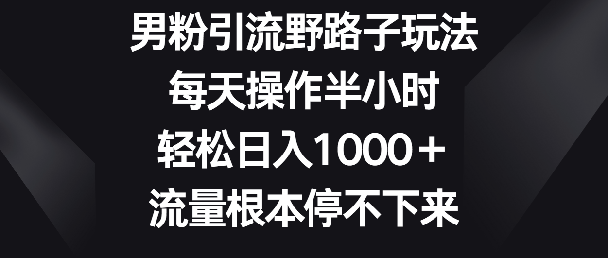 男粉引流野路子玩法，每天操作半小时轻松日入1000＋，流量根本停不下来-简创网