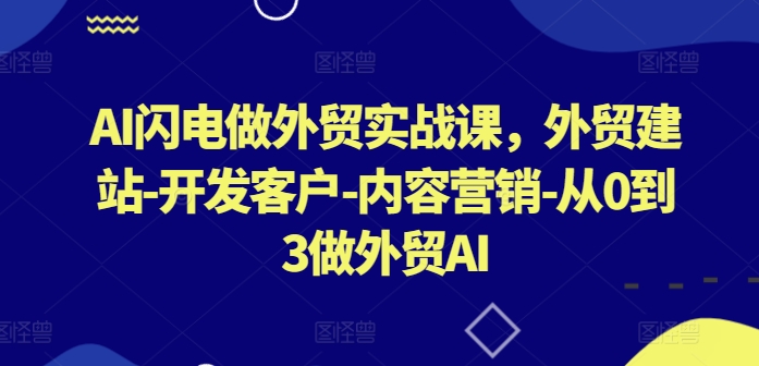 AI闪电做外贸实战课，​外贸建站-开发客户-内容营销-从0到3做外贸AI-创客商