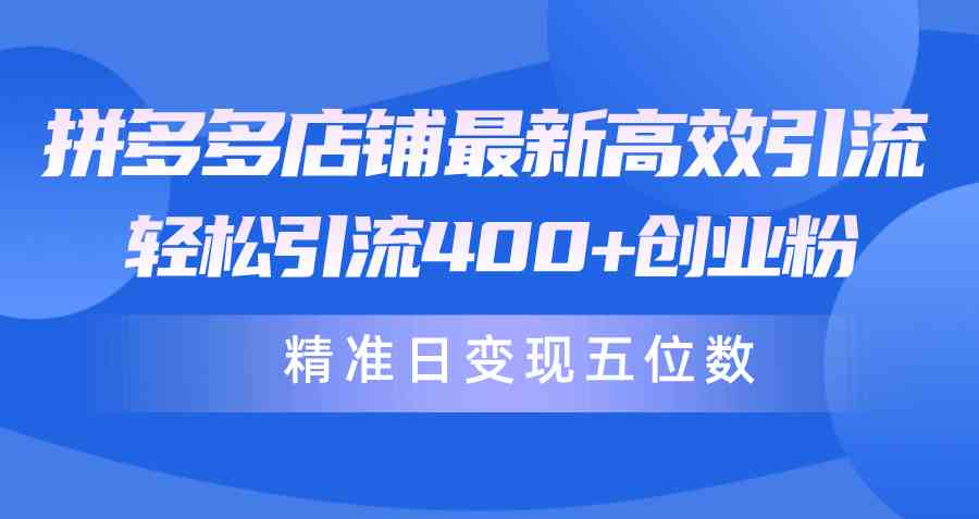 （10041期）拼多多店铺最新高效引流术，轻松引流400+创业粉，精准日变现五位数！-创客商