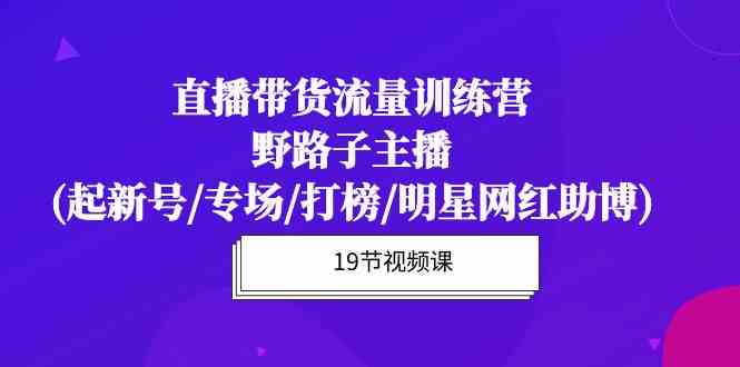 直播带货流量特训营，野路子主播(起新号/专场/打榜/明星网红助博)-创客商