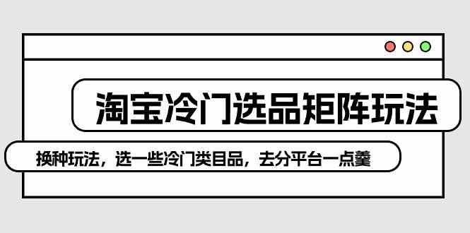 （10159期）淘宝冷门选品矩阵玩法：换种玩法，选一些冷门类目品，去分平台一点羹-创客商