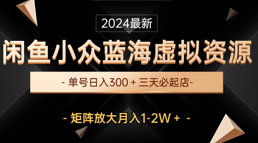 （10336期）最新闲鱼小众蓝海虚拟资源，单号日入300＋，三天必起店，矩阵放大月入1-2W-创客商