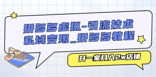 （11054期）拼多多虚拟-引流技术与私域变现_拼多多教程：开一家月入2w店铺-创客商