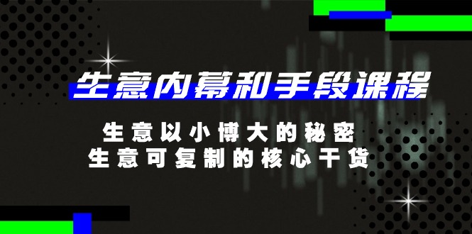 （11085期）生意 内幕和手段课程，生意以小博大的秘密，生意可复制的核心干货-20节-创客商