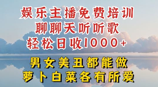 娱乐主播免费培训聊聊天听听歌轻松日收1K+，男女美丑都能做萝卜白菜各有所爱【揭秘】-创客商