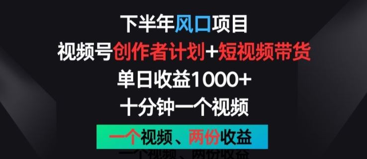 下半年风口项目，视频号创作者计划+视频带货，一个视频两份收益，十分钟一个视频【揭秘】-简创网