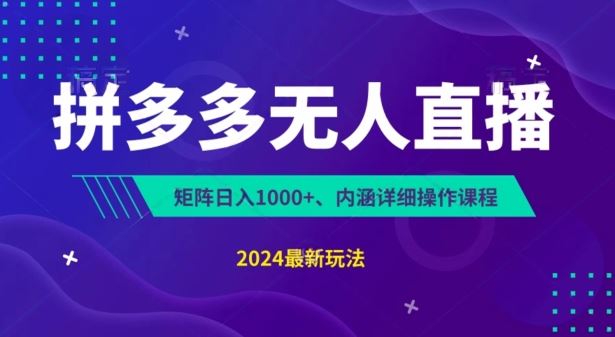 拼多多无人直播不封号，0投入，3天必起，无脑挂机，日入1k+【揭秘】-简创网