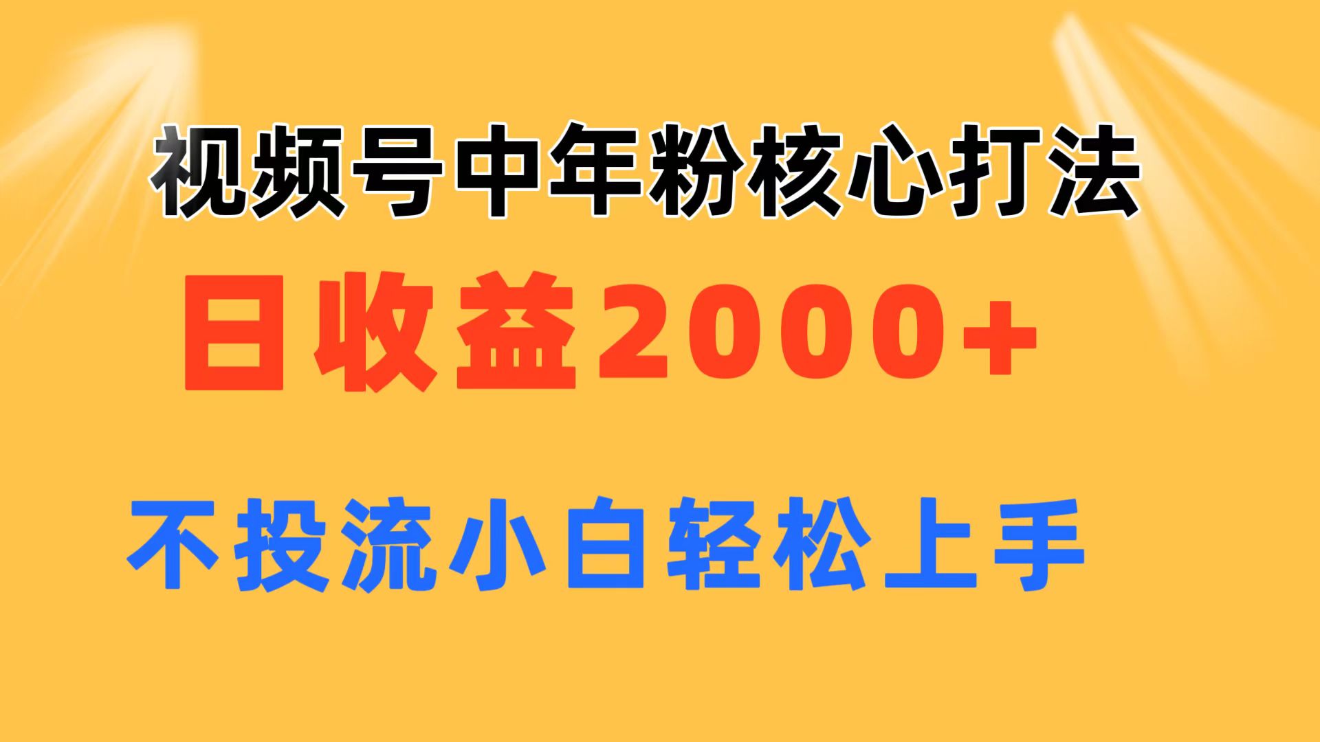 （11205期）视频号中年粉核心玩法 日收益2000+ 不投流小白轻松上手-创客商