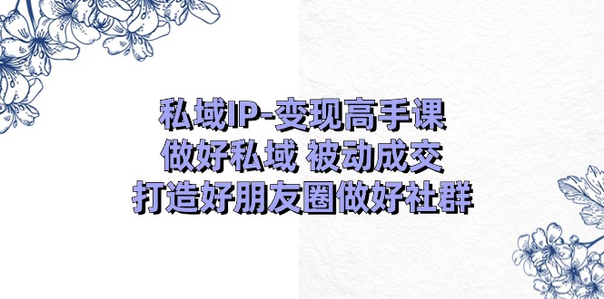 （11209期）私域IP-变现高手课：做好私域 被动成交，打造好朋友圈做好社群（18节）-创客商