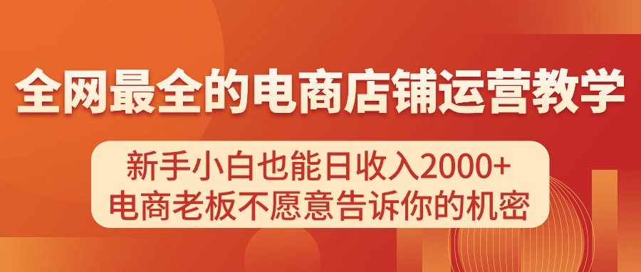 （11266期）电商店铺运营教学，新手小白也能日收入2000+，电商老板不愿意告诉你的机密-创客商