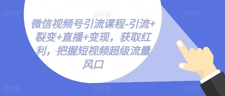 微信视频号引流课程-引流+裂变+直播+变现，获取红利，把握短视频超级流量风口-创客商