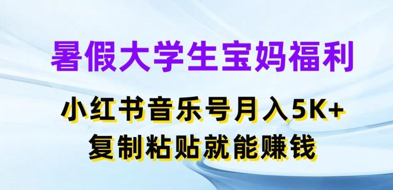 暑假大学生宝妈福利，小红书音乐号月入5000+，复制粘贴就能赚钱【揭秘】-创客商