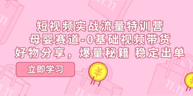 （11373期）短视频实战流量特训营，母婴赛道-0基础带货，好物分享，爆量秘籍 稳定出单-创客商