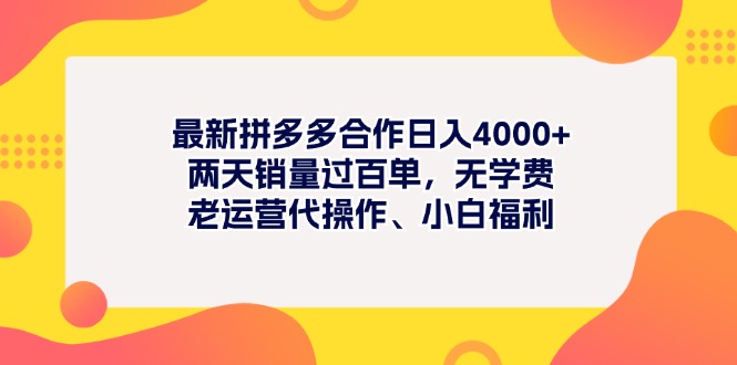 （11410期）最新拼多多项目日入4000+两天销量过百单，无学费、老运营代操作、小白福利-创客商