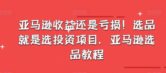 亚马逊收益还是亏损！选品就是选投资项目，亚马逊选品教程-简创网