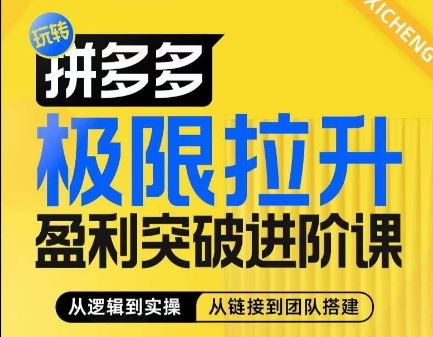 拼多多极限拉升盈利突破进阶课，​从算法到玩法，从玩法到团队搭建，体系化系统性帮助商家实现利润提升-创客商