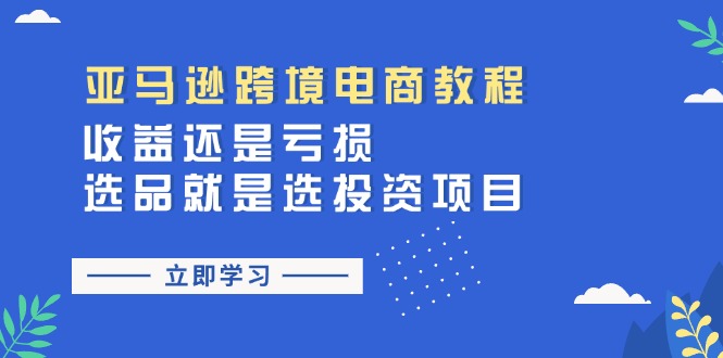 （11432期）亚马逊跨境电商教程：收益还是亏损！选品就是选投资项目-简创网