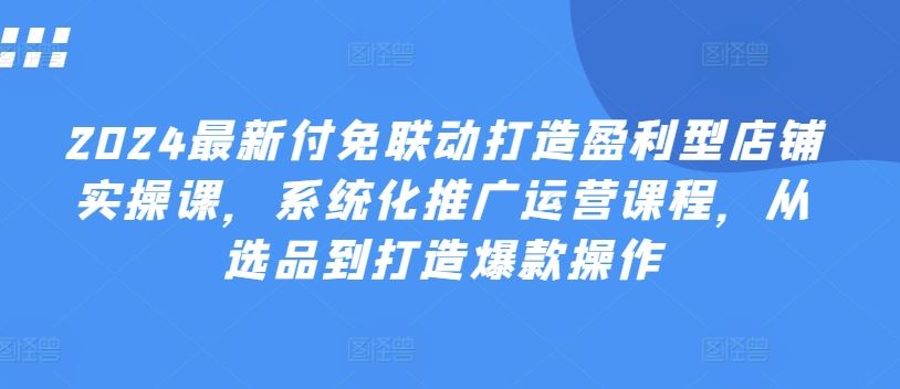 2024最新付免联动打造盈利型店铺实操课，​系统化推广运营课程，从选品到打造爆款操作-简创网