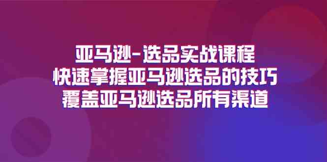 亚马逊选品实战课程，快速掌握亚马逊选品的技巧，覆盖亚马逊选品所有渠道-创客商