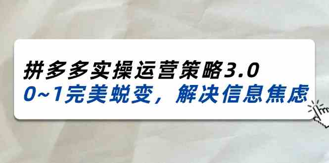 2024-2025拼多多实操运营策略3.0，0~1完美蜕变，解决信息焦虑（38节）-创客商