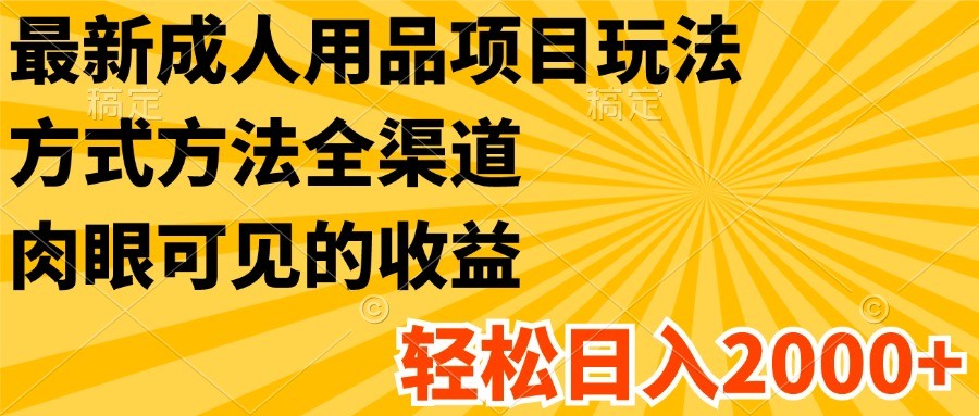 最新成人用品项目玩法，方式方法全渠道，肉眼可见的收益，轻松日入2000+-创客商