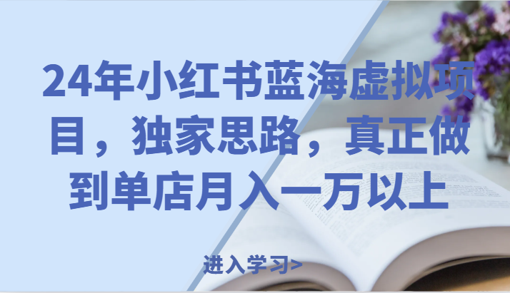 24年小红书蓝海虚拟项目，独家思路，真正做到单店月入一万以上。-创客商