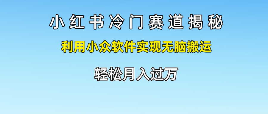 小红书冷门赛道揭秘,利用小众软件实现无脑搬运，轻松月入过万-创客商