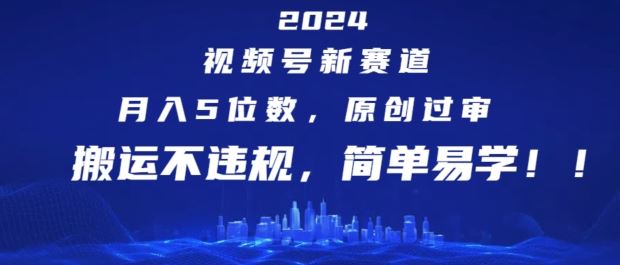 2024视频号新赛道，月入5位数+，原创过审，搬运不违规，简单易学【揭秘】-创客商