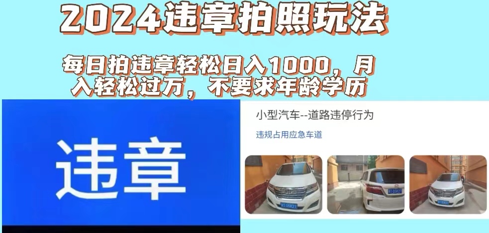 （11743期）2024违章拍照新玩法，推广躺赚+拍照赚钱双模式，日入1000+-创客商