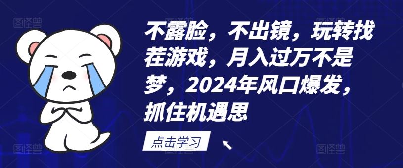 不露脸，不出镜，玩转找茬游戏，月入过万不是梦，2024年风口爆发，抓住机遇【揭秘】-简创网