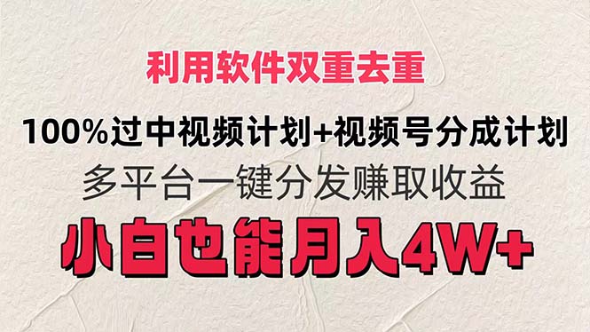 （11862期）利用软件双重去重，100%过中视频+视频号分成计划小白也可以月入4W+-创客商