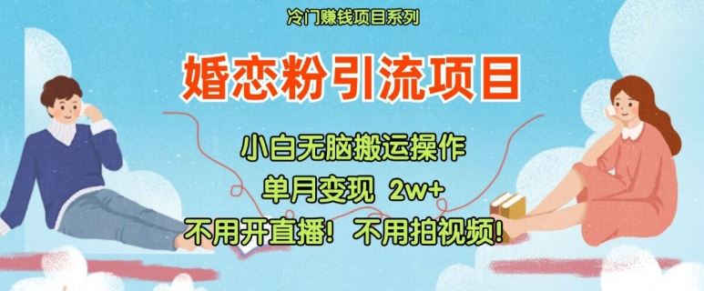 小红书婚恋粉引流，不用开直播，不用拍视频，不用做交付【揭秘】-简创网