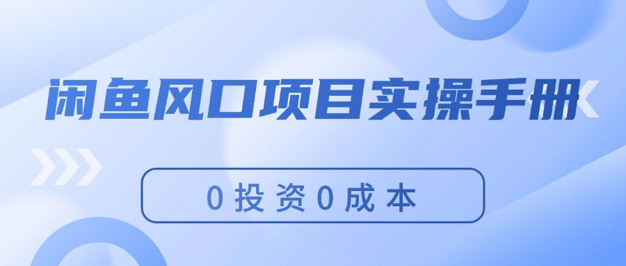 （11923期）闲鱼风口项目实操手册，0投资0成本，让你做到，月入过万，新手可做-创客商