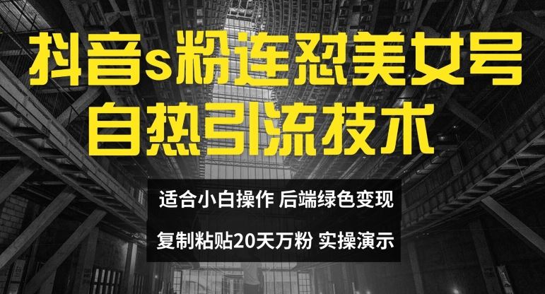 抖音s粉连怼美女号自热引流技术复制粘贴，20天万粉账号，无需实名制，矩阵操作【揭秘】-创客商