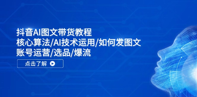 抖音AI图文带货教程：核心算法/AI技术运用/如何发图文/账号运营/选品/爆流-创客商