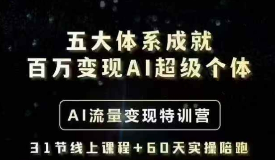 五大体系成就百万变现AI超级个体- AI流量变现特训营，一步一步教你一个人怎么年入百W-创客商