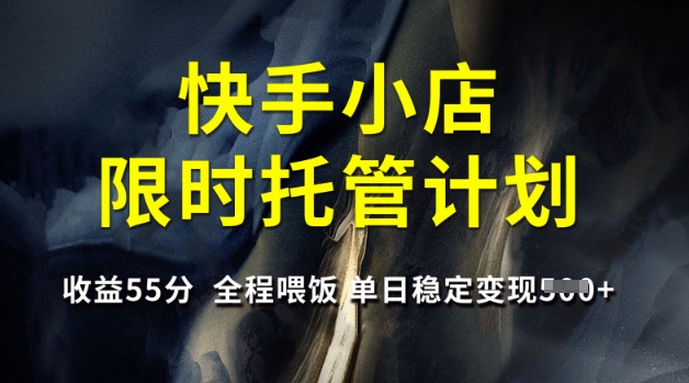 快手小店限时托管计划，收益55分，全程喂饭，单日稳定变现5张【揭秘】-创客商