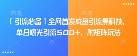 【引流必备】全网首发咸鱼引流黑科技，单日曝光引流500+，附矩阵玩法【揭秘】-创客商