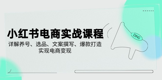 小红书电商实战课程，详解养号、选品、文案撰写、爆款打造，实现电商变现-简创网