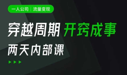 一人公司：流量变现课，一人公司的方法模型拆解， 拆解富人思维，流量思维，小老板思维等-简创网