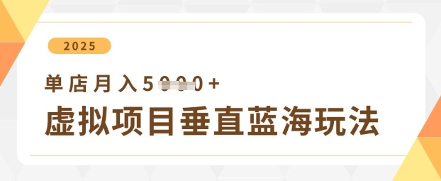 虚拟项目垂直玩法，实现单店月入5k+-赚客网赚