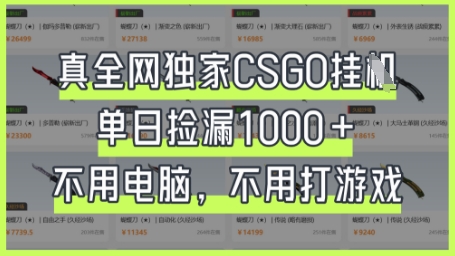 真全网独家CSGO挂G,单日捡漏1k+【揭秘】-赚客网赚