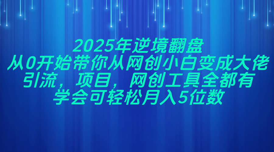 2025年逆境翻盘，从0开始带你从网创小白变成大佬，引流，项目，网创工…-赚客网赚