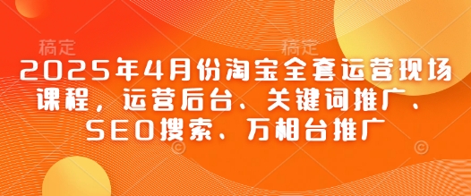 2025年4月份淘宝全套运营现场课程，运营后台、关键词推广、SEO搜索、万相台推广-赚客网赚